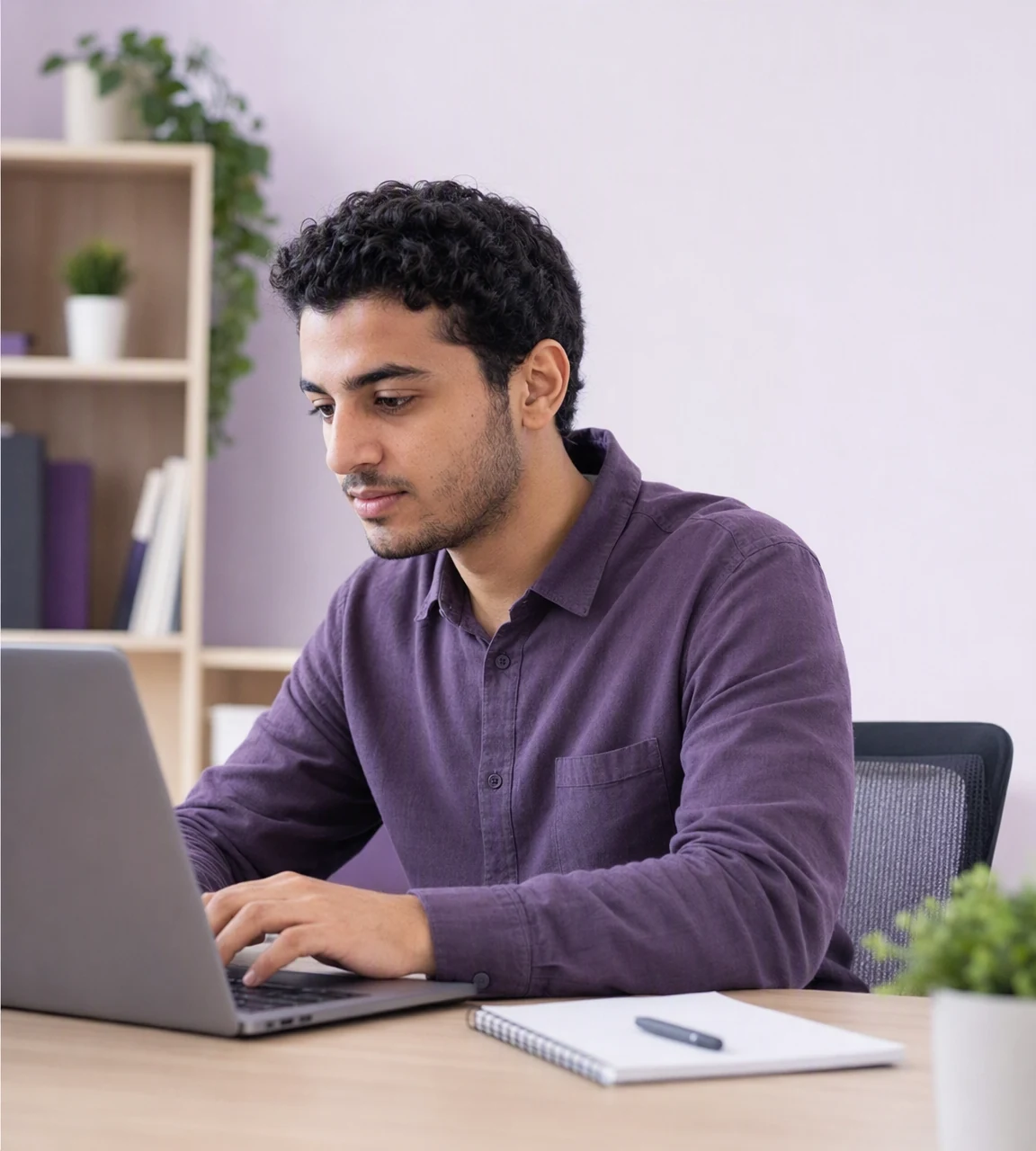 متعلّم يكتب الكود على كمبيوتر محمول